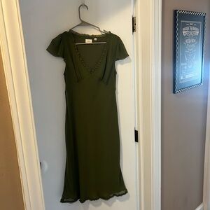 Olive Green Aritzia Midi Dress